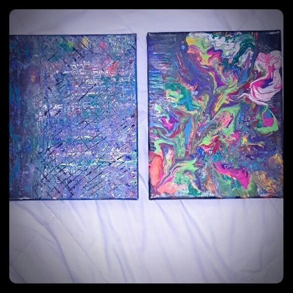 Original Abstract Art By K.A.T. Two 8"×10" - Picture 1 of 3